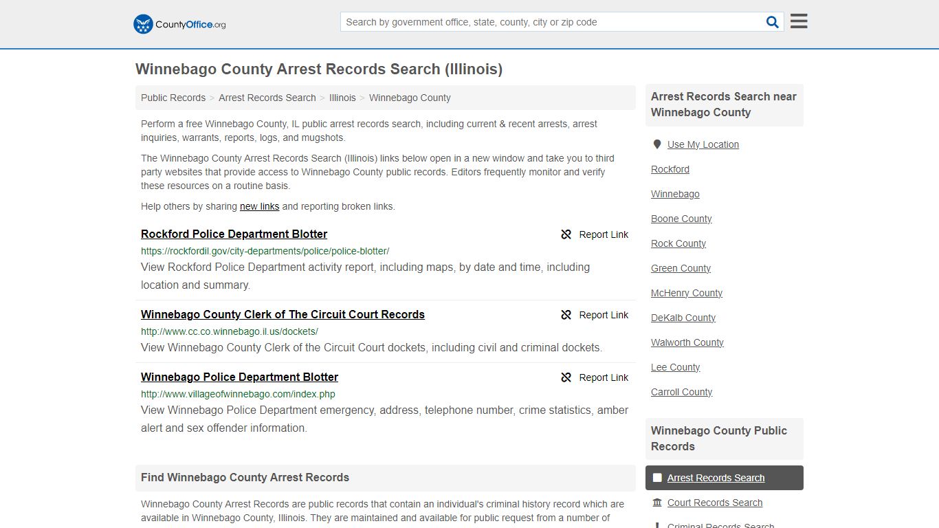 Winnebago County Arrest Records Search (Illinois) - County Office