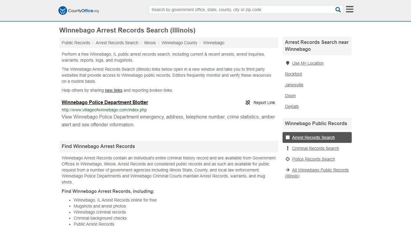 Arrest Records Search - Winnebago, IL (Arrests & Mugshots) - County Office