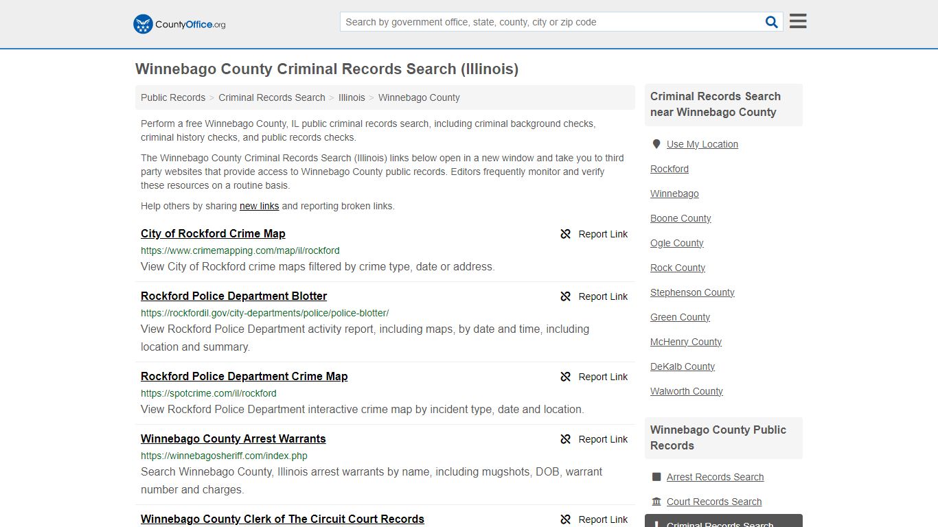 Winnebago County Criminal Records Search (Illinois)